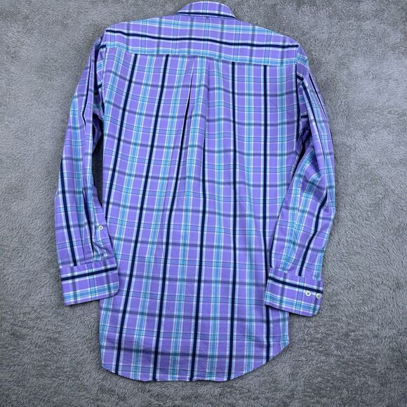 Peter Millar Mens Shirt Purple Blue Plaid Seaside Finish Size S Classic Style‎ - Picture 9 of 9